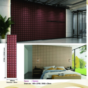 Ferrero (3D Wall Sheet Series) – Soft Leather Padded Panel